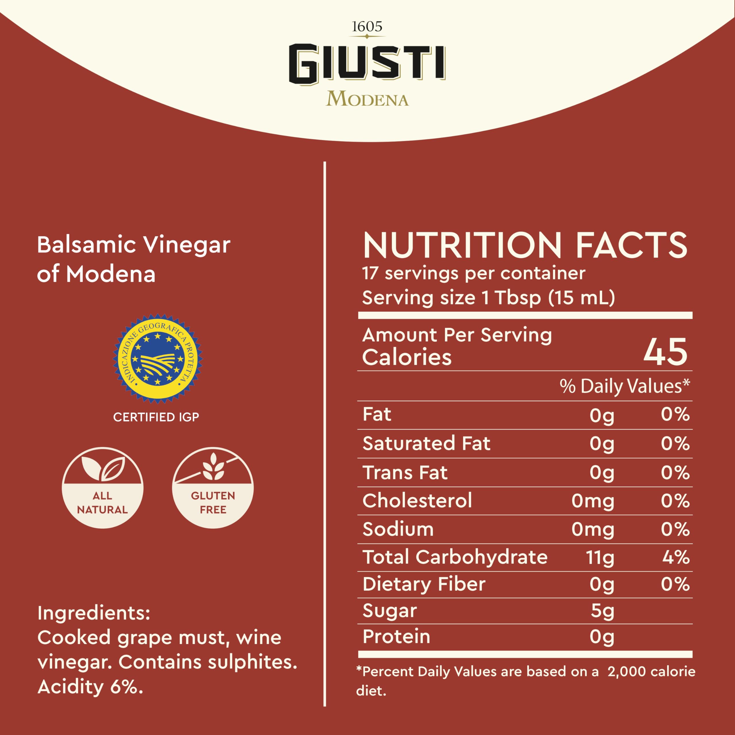 Amazon.com : Giusti Balsamic Vinegar of Modena IGP – 3 Gold Medals